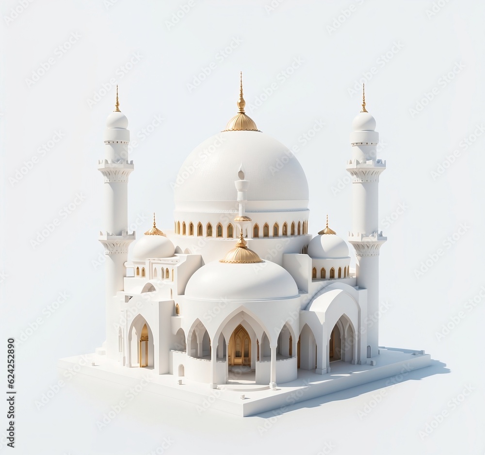 Miniature mosque 3d rendering