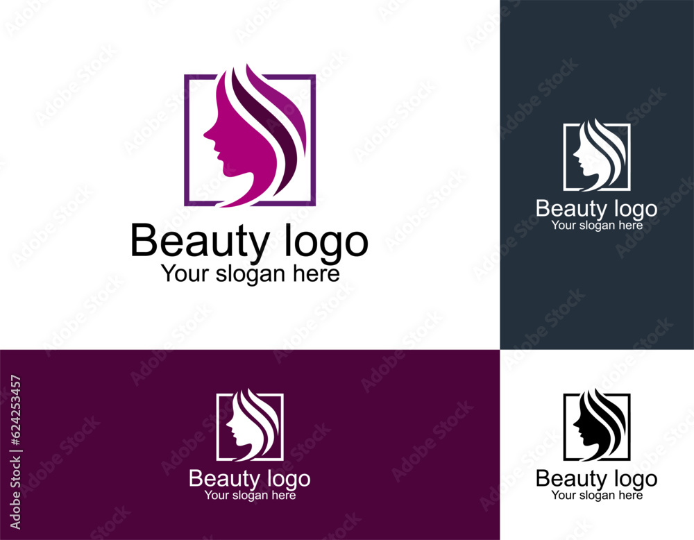 Woman face logo icon vector. Woman face logo design vector illustration, Girl silhouette for cosmetics, beauty, salon, health and spa, fashion themes.