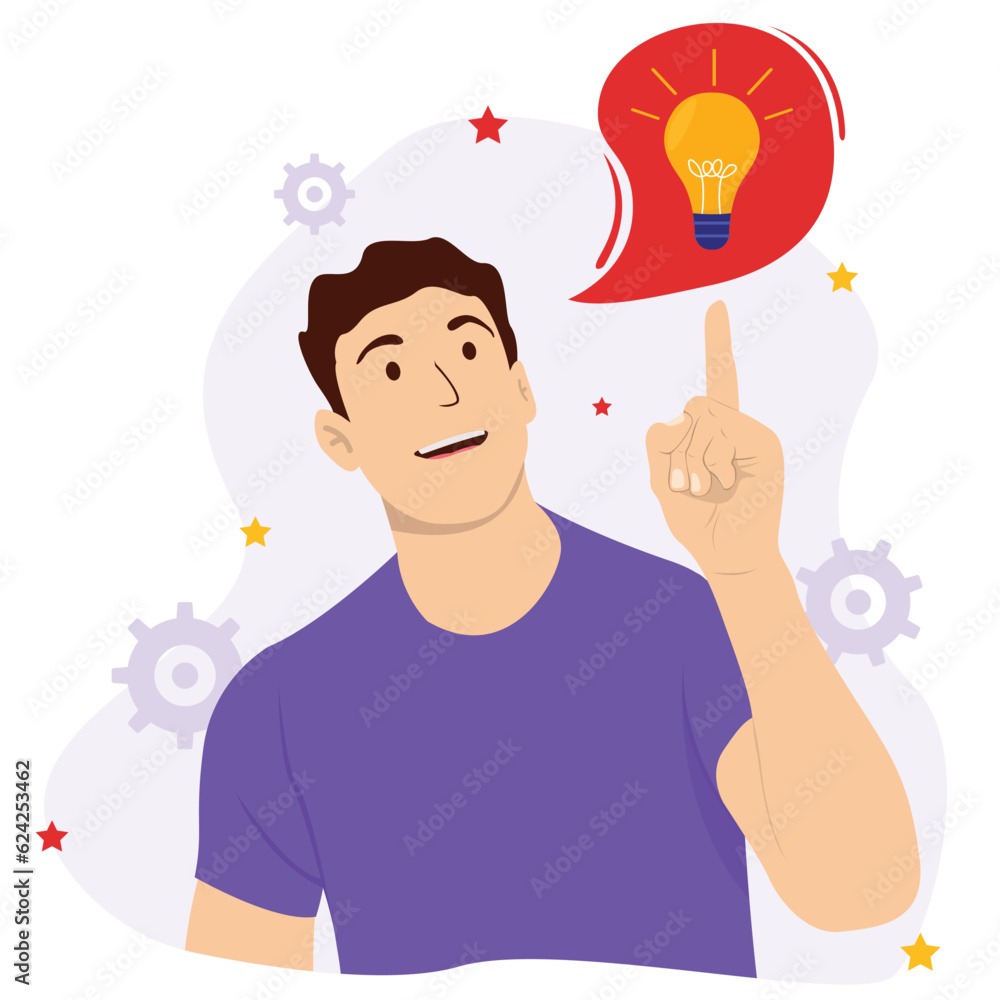 Flat vector man shows gesture of a great idea Flat vector man shows gesture of a great idea