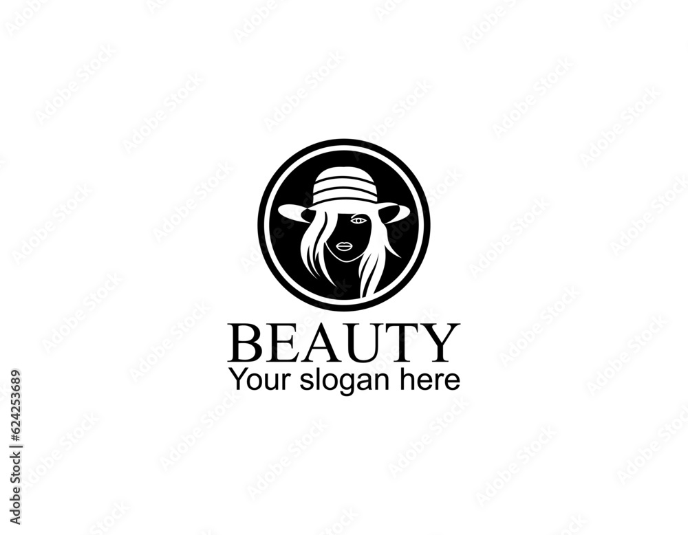 beauty haircut salon logo with face and hair vector illustration design beauty haircut salon logo with face and hair vector illustration design