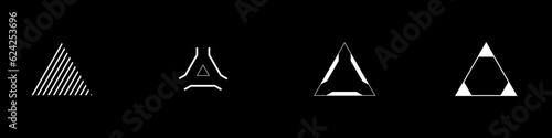 Obraz na płótnie Cyberpunk style triangle aim set. HUD cyber targets, aims, sights, and crosshairs. A pack of GUI futuristic targets. A vector collection of cyberpunk design elements. w salonie