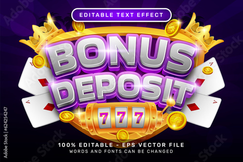 bonus deposit 3d text effect and editable text effect