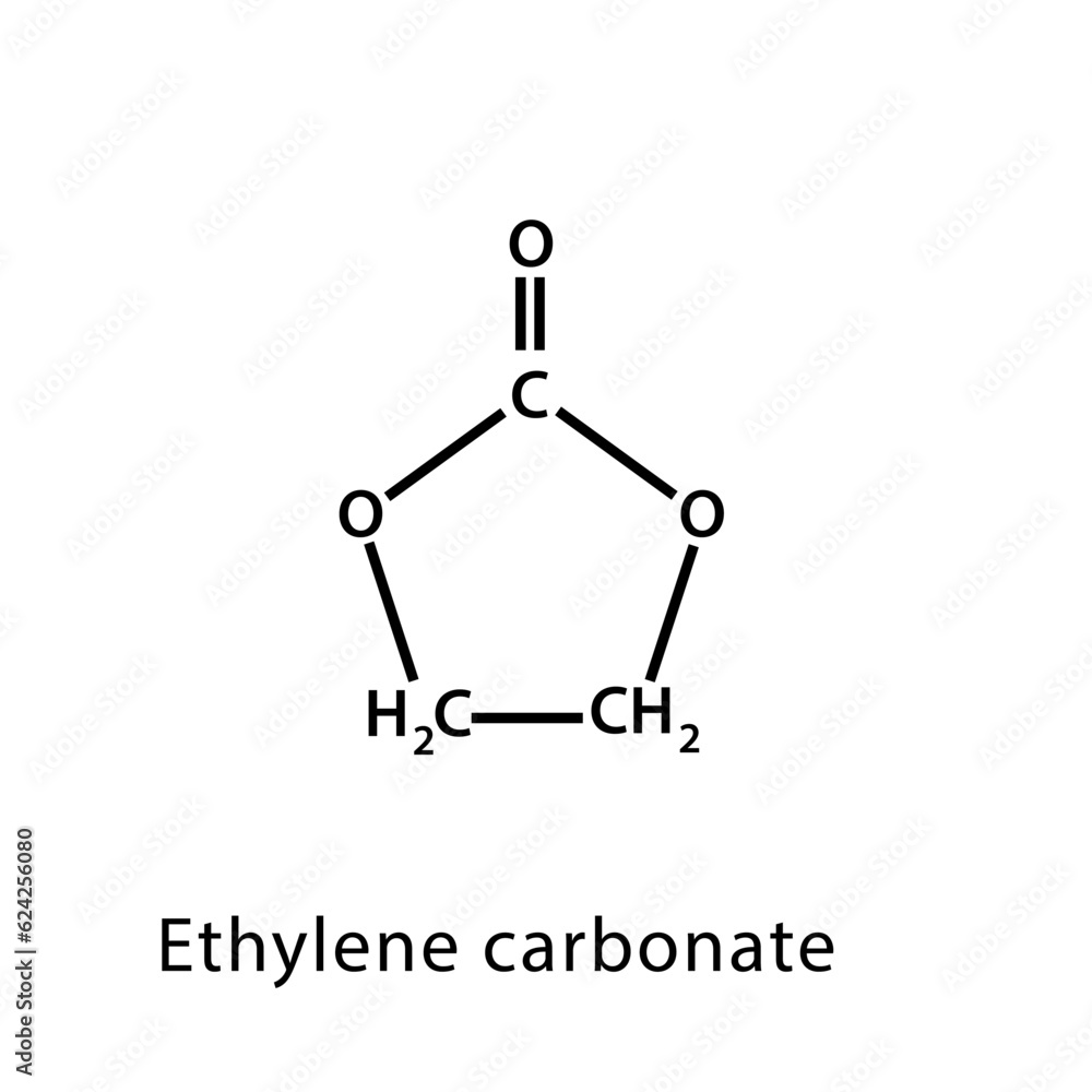 Ethylene carbonate structure formula flat style Ethylene carbonate structure formula flat style