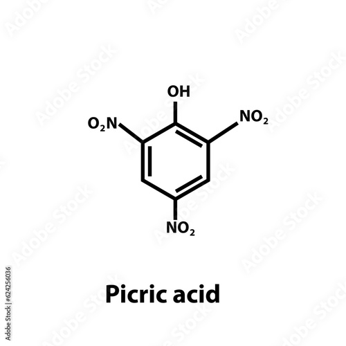 Picric acid structure formula flat style