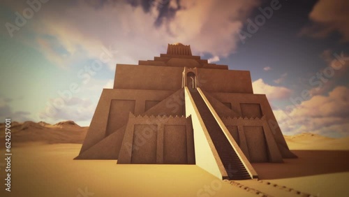 Sumerian Pyramid Ziggurat animation in the desert photo