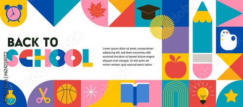 Back to school, geometrical modern style design. Back to school sale, promotion, poster and flyer
