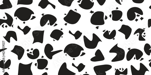 Seamless pattern wit abstract forms . Blob shape organic endless fabric pattern. Template for presentation, banner . Fluid shape . Liquid vector textured splats.