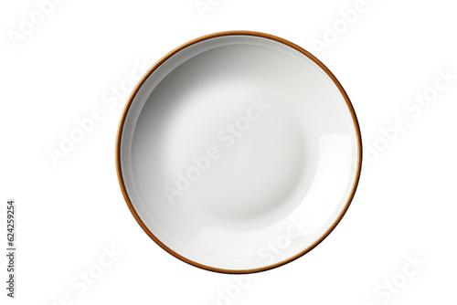 White ceramic plate isolated on transparent background. Generative Ai