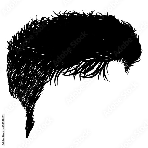 Illustration of black undercut hair. Perfect for sticker, icon, logo, element with hairstyle, barbershop theme.