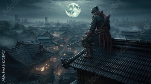 Fényképezés ninja standing on top of a shrine