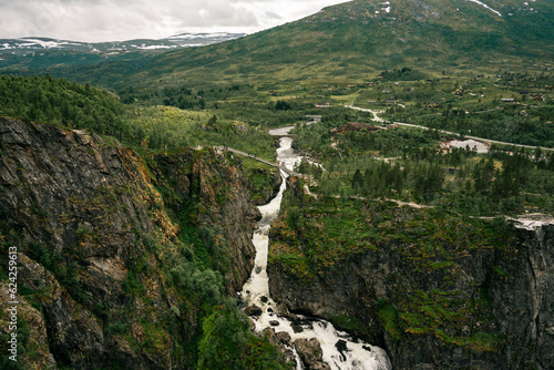 Bridge over the Vøringsfossen Waterfall in Norway photo