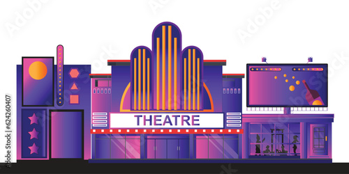 Movie theater or Cinema building isolated on white background.