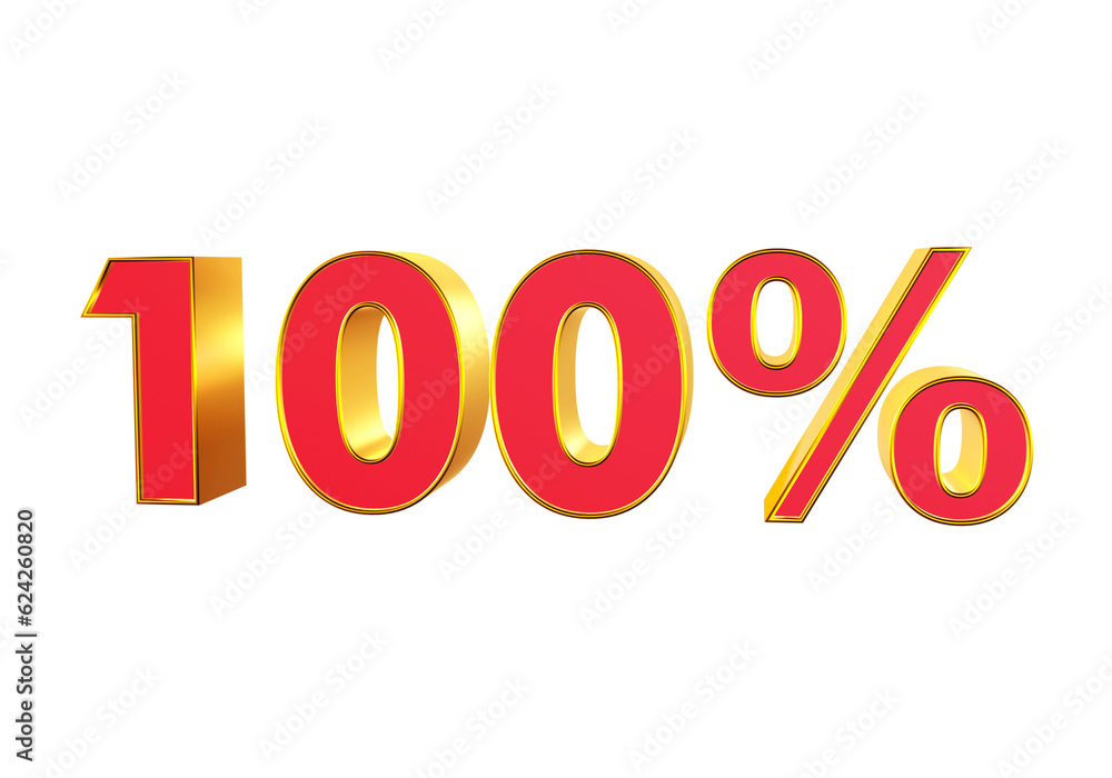 100 percent off Red gold 3D text 100 percent off Red gold 3D text