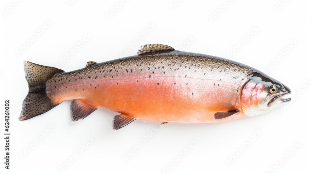 A Salmon fish isolated on white background. Salmon fish. Generative Ai A Salmon fish isolated on white background. Salmon fish. Generative Ai