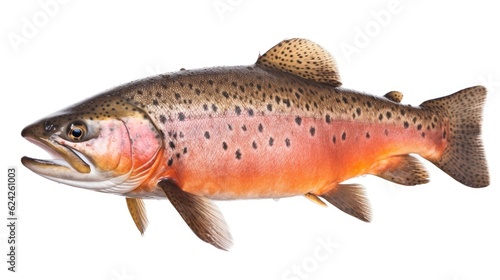 A Salmon fish isolated on white background. Salmon fish. Generative Ai