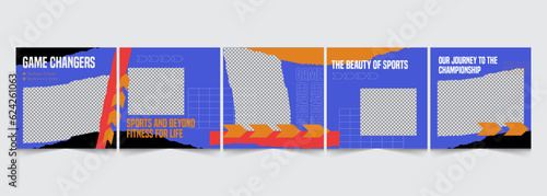 Sports edition instagram carousel template, gym categorized carousel design, vector illustration eps 10