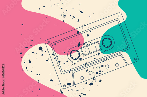Vintage music poster with outlined cassette