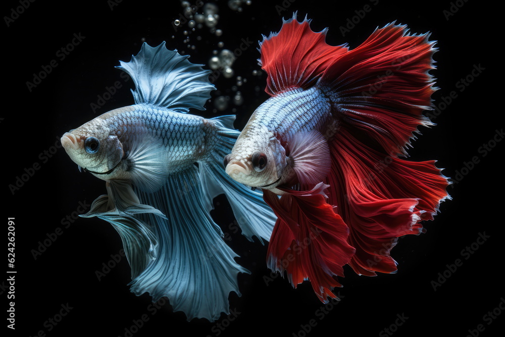 Fototapeta premium Halfmoon betta fish, siamese fighting fish, Capture moving of fish
