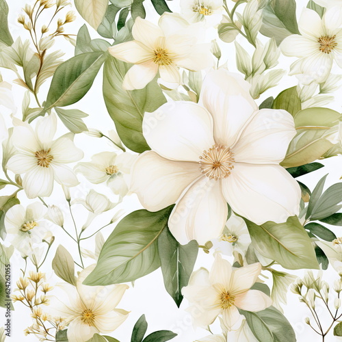 white flowers watercolor seamless patterns, watercolor picture of flowers, floral