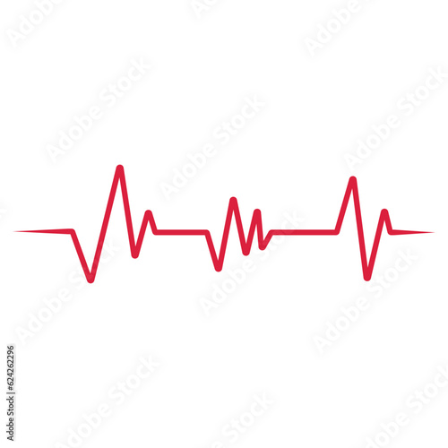 Heartbeat cardiogram icon vector, heart rate flat icon vector illustration in red color isolated on white background, red heartbeat icon vector illustration.