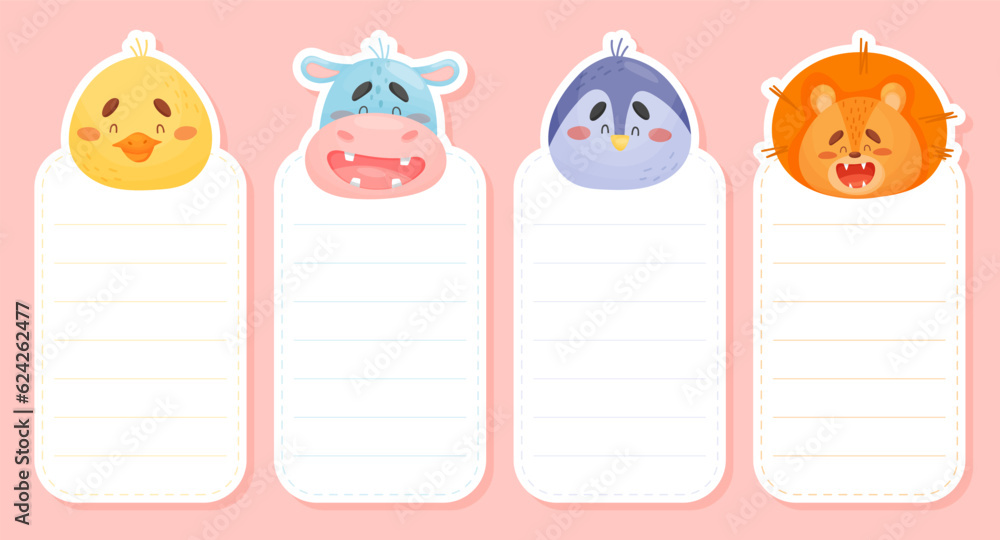 Cute Animal Head and Muzzle Empty Card Vector Template Cute Animal Head and Muzzle Empty Card Vector Template