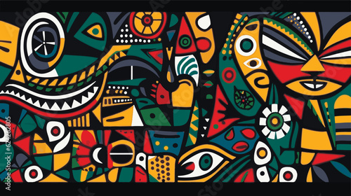 Abstract pattern in native African style. Vector illustration. Traditional African abstract painting