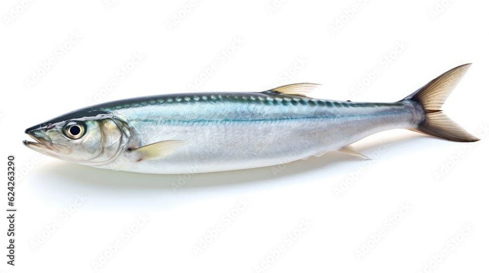 A fresh mackerel fish isolated on white background. Atlantic mackerel fish. Generative Ai A fresh mackerel fish isolated on white background. Atlantic mackerel fish. Generative Ai