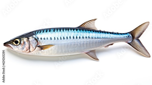 A fresh mackerel fish isolated on white background. Atlantic mackerel fish. Generative Ai