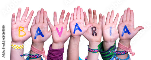 Children Hands Building Word Bavaria  Isolated Background