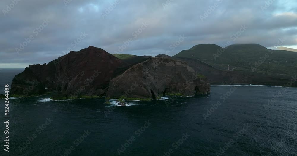 aerial shot of Capelinhos volcano in Faial Azores aerial shot of Capelinhos volcano in Faial Azores