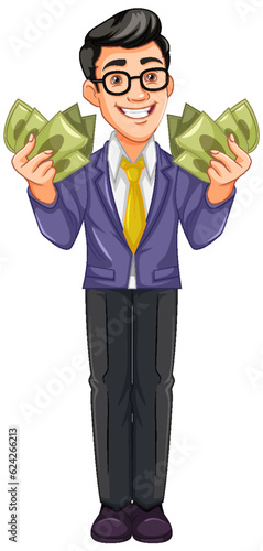 Youth business man holding money