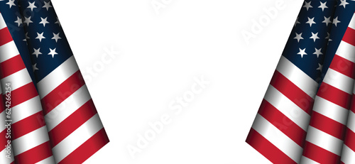 USA waving flag with empty, blank, copy space on transparent background. Vector illustration.