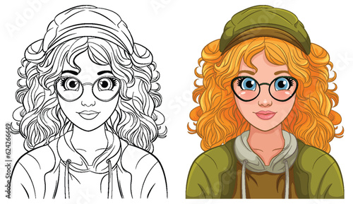 Woman portrait wearing cap and glasses