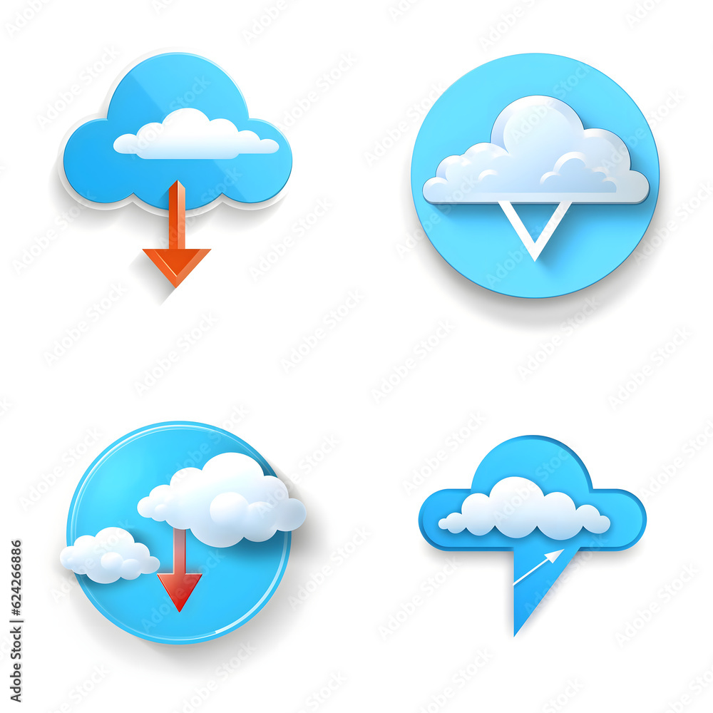 Icon of a cloud with an arrow with a transparent background Generative