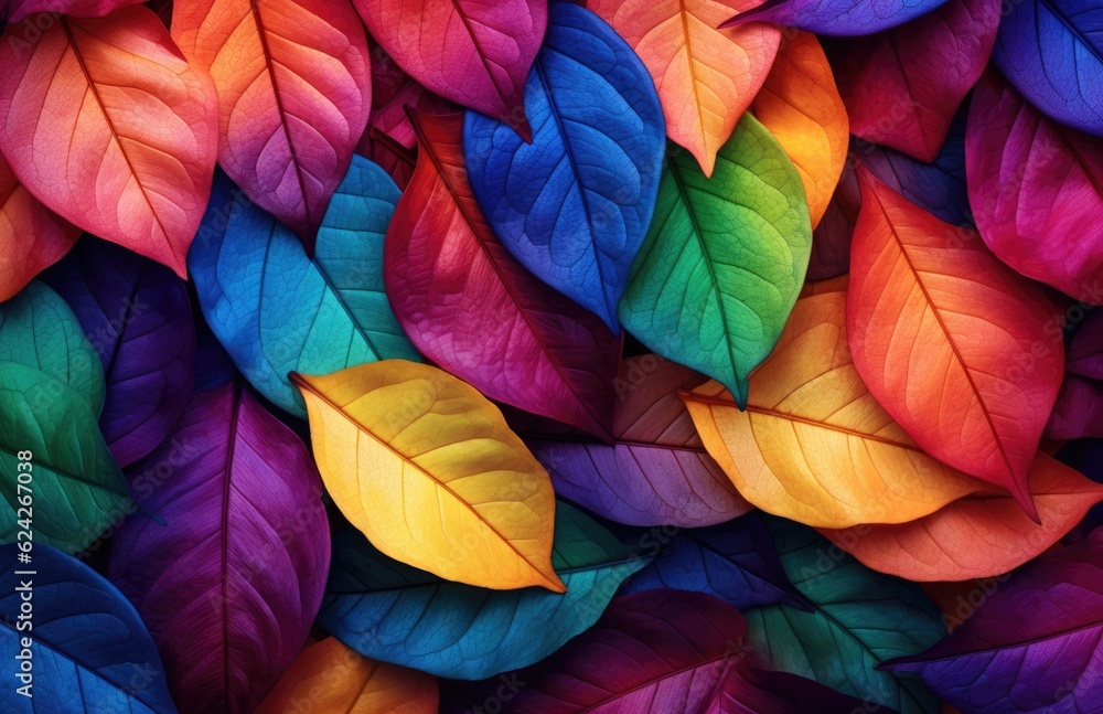 A lot of colorful leaves in the style of naturalistic tones.