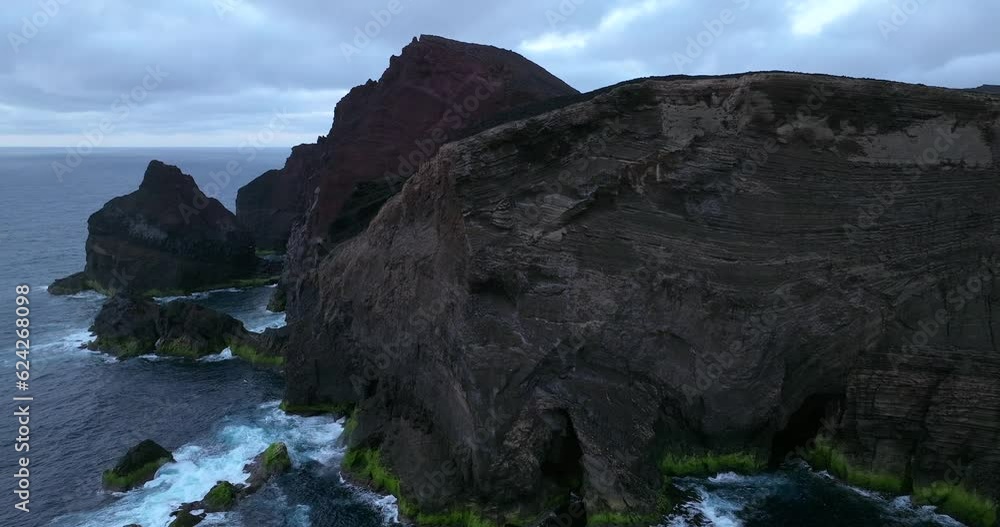 aerial shot of Capelinhos volcano in Faial Azores aerial shot of Capelinhos volcano in Faial Azores