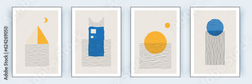 Wall art. Set of abstract artistic compositions. Ideal for wall decoration. Vector illustration