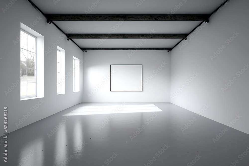 Blank Canvas: Serene White Empty Room or Art Gallery, Inviting Infinite Possibilities and Imagination created with Generative AI technology