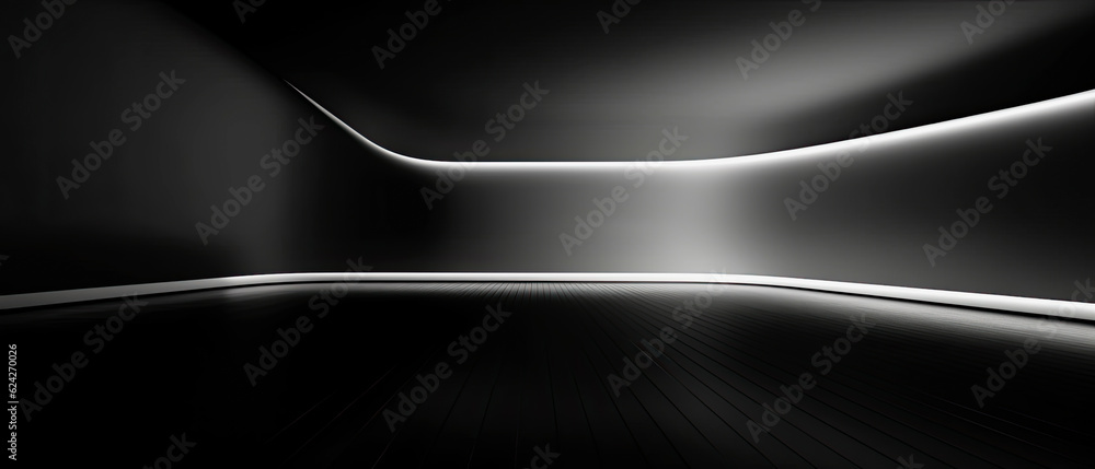 Fototapeta premium Black background abstract with Gradient in empty room studio