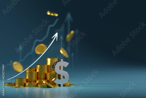 The dollar sign integrated into the graph represents the financial returns and profitability associated with successful investments and thriving business endeavors. photo