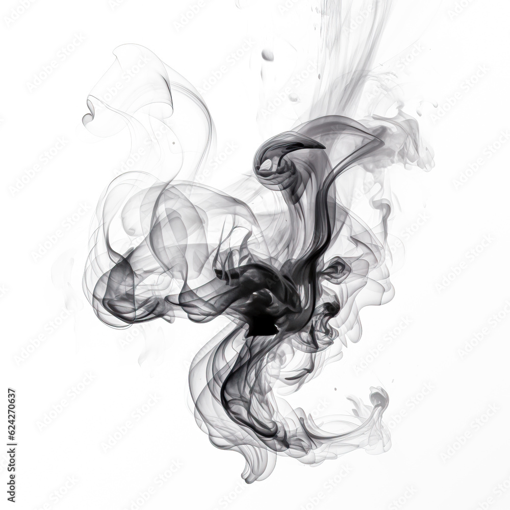 black cloud or smoke on white background created with Generative AI technology black cloud or smoke on white background created with Generative AI technology
