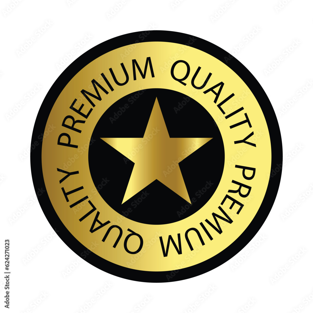 Gold premium quality badge. Illustration Vector Design. Gold premium quality badge. Illustration Vector Design.