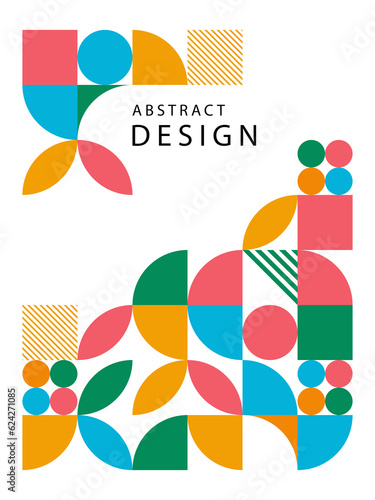 Abstract design colourful minimal simple geometric graphic designs on a white background. Vector illustration for poster, flyer.