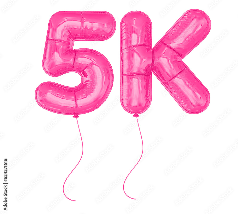 5K Follower Pink Balloon Number