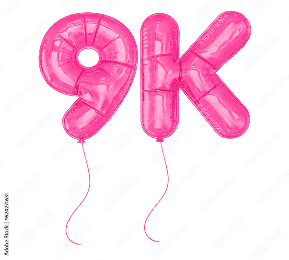 9K Follower Pink Balloon Number