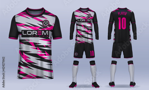 t-shirt sport design template, Soccer jersey mockup for football club. uniform front and back view.	

