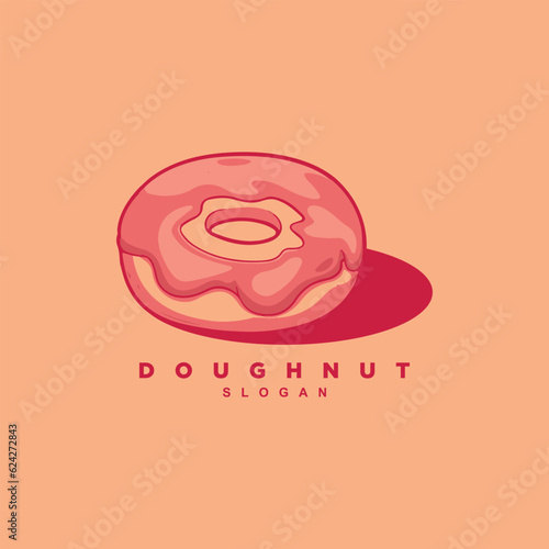 Sweet and delicious strawberry donut bakery logo design vector illustration