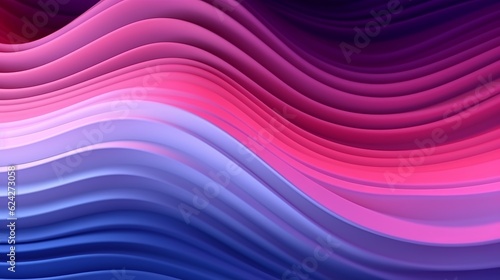 Macro photo. Abstract minimalistic background - paper art. Waves, paper cut. Single Frame from sheets of paper illuminated by neon light. Minimalism, copyspace. 3D effect. generative ai