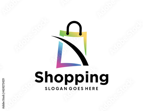 shop logo with bag icon for e commerce and store logo
