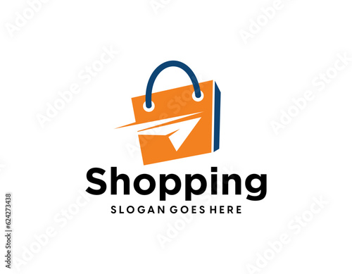 shop logo with bag icon for e commerce and store logo